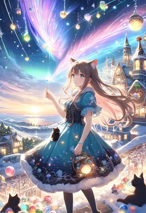  Cute Illustration : landscape,Christmas Street Corner, a landscape like it appears in a picture book ,Emotional, girlが歩いている,break,   Anime inspired by Makoto Shinkais film , Space Art, (    sideways (    Black Cat), mystery, Excellent, meteor ,     Intric...