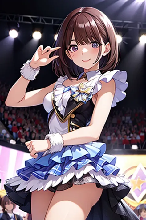 Nene Kasaki々、 Shiny Maroon Hair ,  short hair, ( brown pretty eyes、 Sparkling Eyes, Fine grain)、smile、 super detailed eyes 、 highly detailed face holding 1 ,  very detailed eyes,Only one female,( greatest masterpiece highest quality :1.2) 、 cowboy shot、


...