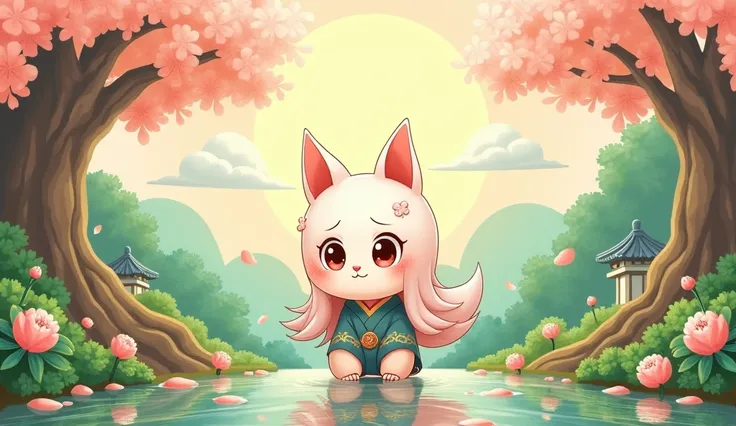 An illustration of a cute Japanese folklore