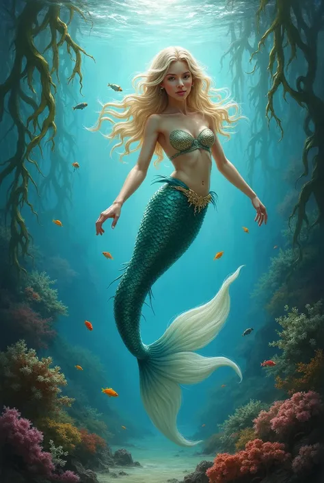 Mermaid painting underwater