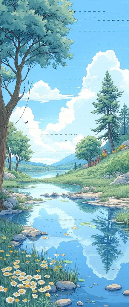 (masterpiece:1.2, excellent quality,  Mirror Finish  , Best illustrations ),8k,16k, wallpaper,(Quiet Lake),(Morning Haze),(Quiet Lake畔の森の影),(A cuckoo is croaking  ),(watercolor),( dynamic ),(  Beautiful Gradients),(Silence VFX  )