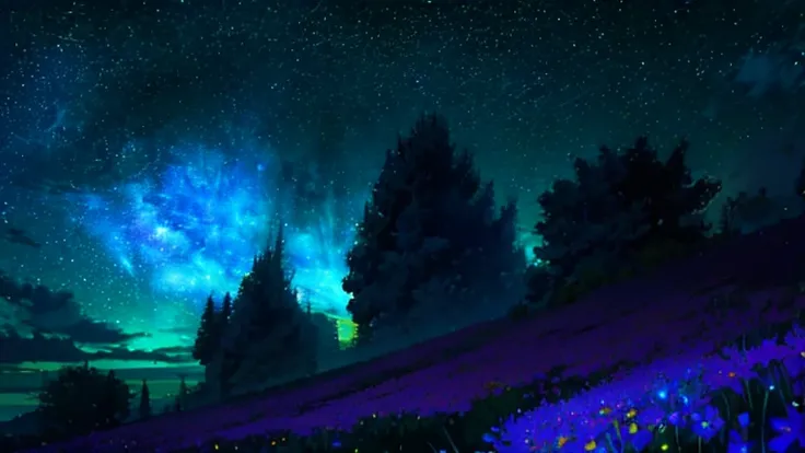 (zoomed out:1.1), (流star群:1.2), (彗star:1.1),  low angle,  Aurora, 流star,  top quality , masterpiece, cloud,  colorful , star空の, star,   knight , Flower Field, Flowers Bloom,   knight  sky, Beautiful flowers,   knight  theme,

