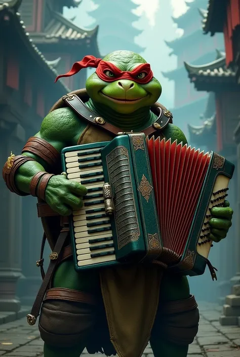 Ninja turtle playing accordion