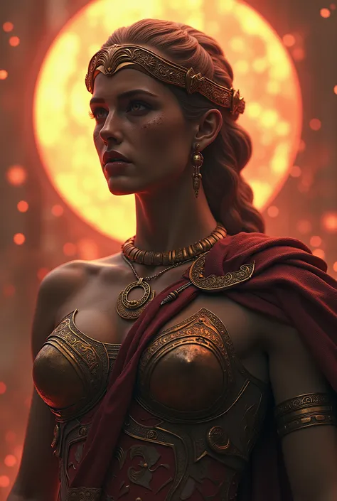 Roman goddess, warmonger, death, destruction and ruin, head to breast, legionnaire cybernetics. High Resolution, Masterpiece, Award Winning, Best Quality, High Details, High Quality, UHD, Optical Illusion, Impressionism, Art Deco, Cinematic, Cinematography...