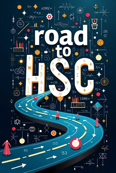 Create a word art of "Road to Hsc" with some equational patterns
