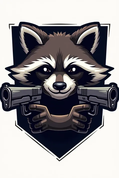 71 G handsome logo with a raccoon with a double gun