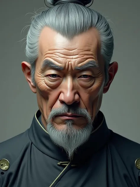 Old man, majestic, serious, Zhongshan suit, gray hair, shocked