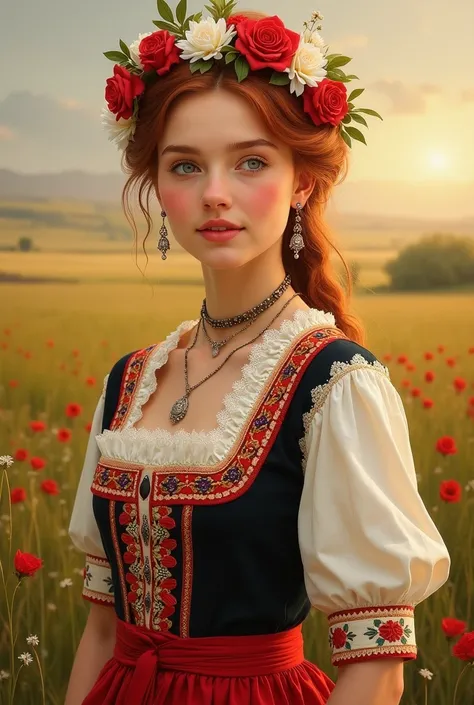 Generate for me please a reheet with a girl with Polish patriotic clothing 