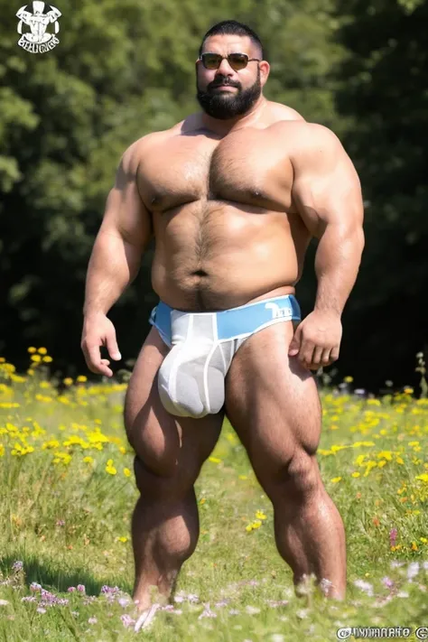 A chubby musclebear man, Japanese, (7 daddy:1.1), 1 man, Solo, (wearing a white japanese fundoshi), (big shoulders), musculature, strong physique, hairy, chubby and stout, stubbles, (Detailed body), realistic eyes, glasses, deadpan, looking at viewer, dead...