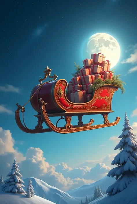  Santas sleigh with gifts, That doesnt show Santa Claus 