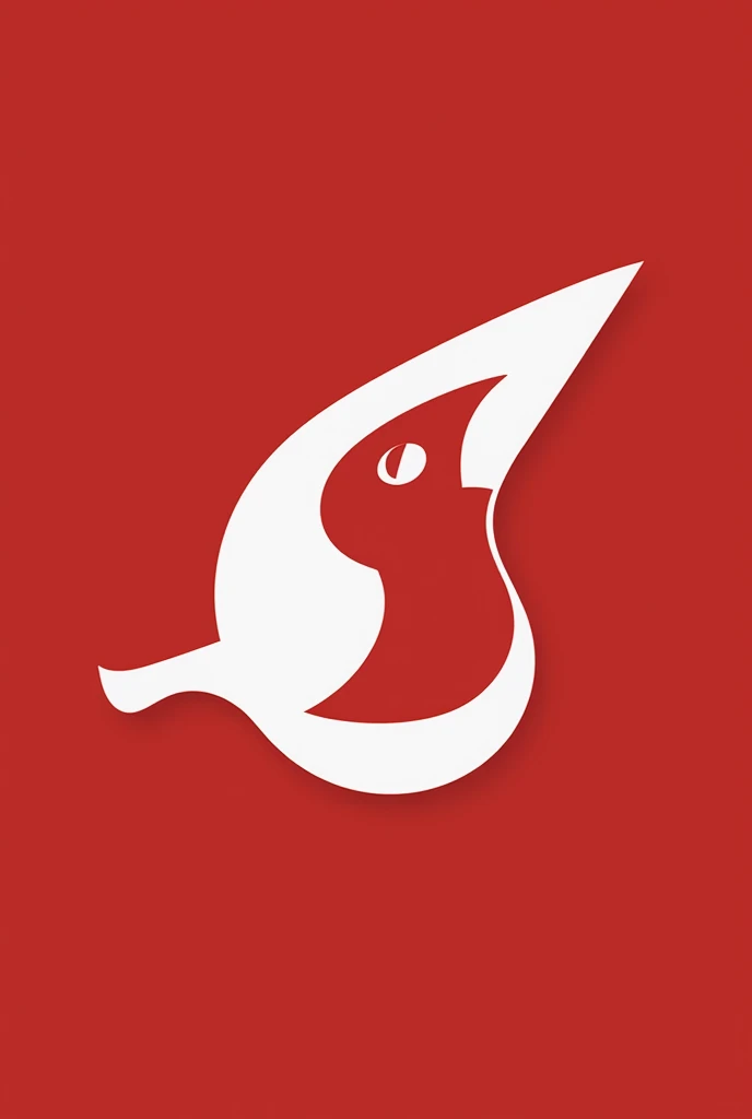  A logo to be used in an electoral campaign , based on the silhouette of a Tunqui (Peruvian national bird ), in minimalist style.  Using only the colors red and white.