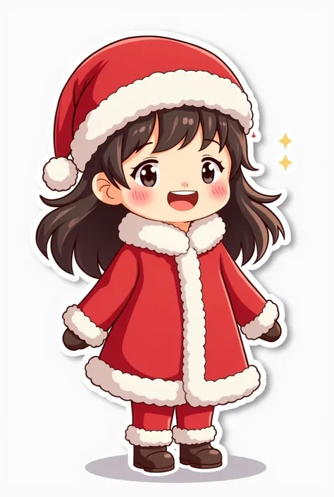 Cute girl, santa, christmas, sticker, no background