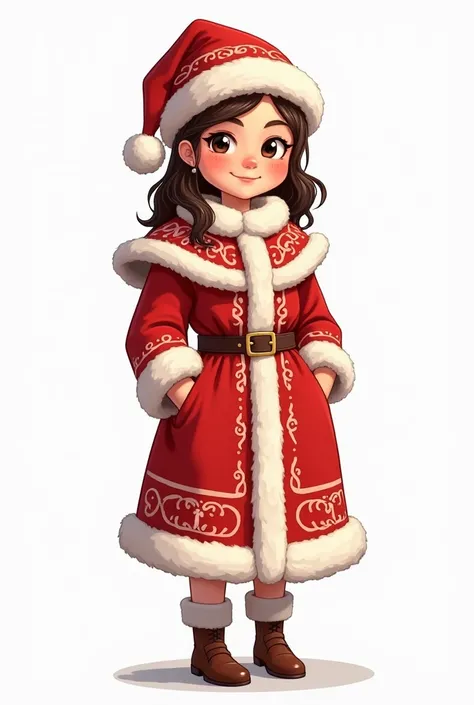 Cute woman dress santa, christmas, sticker, full body, no background