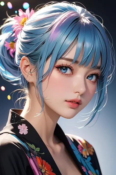 (masterpiece), ( top quality), ( very detailed),( messy hair),( illustrations), ( 1 girl), (fashion),   Curved Permanent  , fashionモデル,  stares at the audience, (Interview), ( simple background), Beautiful Delicate Eyes,  delicate and beautiful face like a...