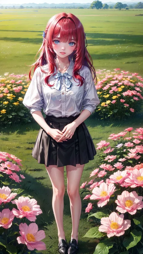 (masterpiece: 1.2), (  with red hair  : 1.2), (  with red hair   CG: 1.2), (   high image quality: 1.2), (最   high image quality), 8k,    Animated Illustrations  ,   紅色の髪をした、 very detailed standing in front CG {x} a girl with a slightly sad expression is s...