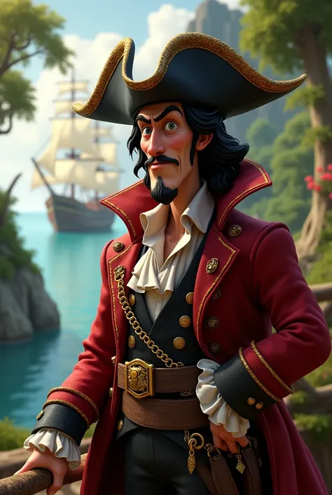 Captain hook (peter pan) in pixar style 