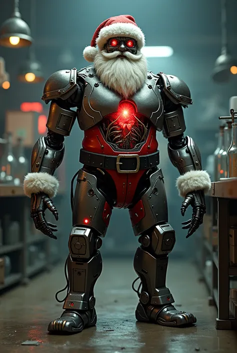 Evil scientist create a Santa Clause Cyborg 