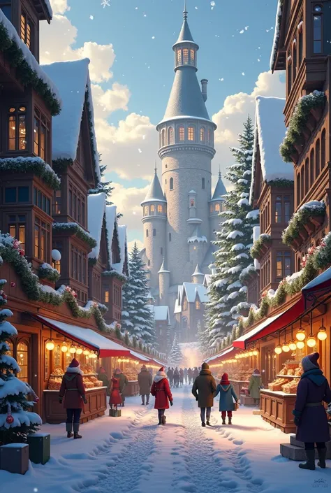 Christmas town with Santa Claus
