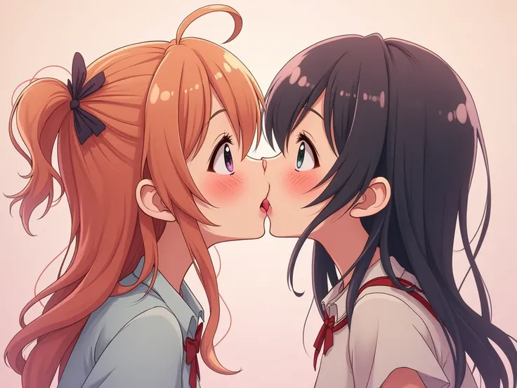 4-year old lesbian twins making out, anime, tongue kiss, licking inside of mouth,