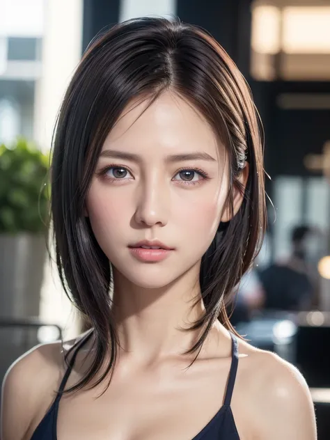 (masutepiece:1.3), (8K, Photorealistic, Raw photo, Best Quality: 1.4), (1girl in), Beautiful face, (Realistic face), (Black hair, Short hair:1.3), bikini of, Beautiful hairstyle, Realistic eyes, Beautiful detailed eyes, (Realistic skin), Beautiful skin, (N...