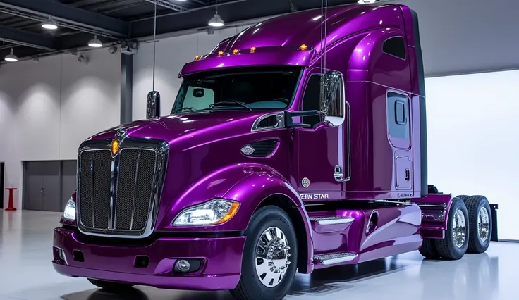 2025 western star 4900 purple shiny back view in showroom 