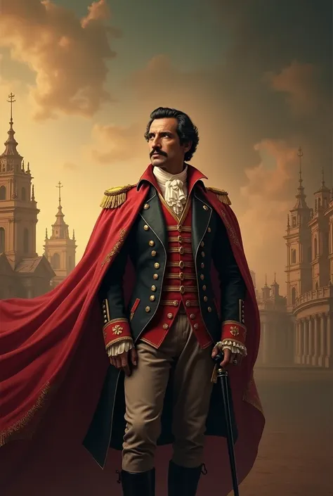  I need a poster of Simon Bolivar commemorating his death on December 17, 1830,  that shows him in his greatness and in his utopia for America with a relevant phrase ,And a quote about freedom ,  realistic cinematic art style 