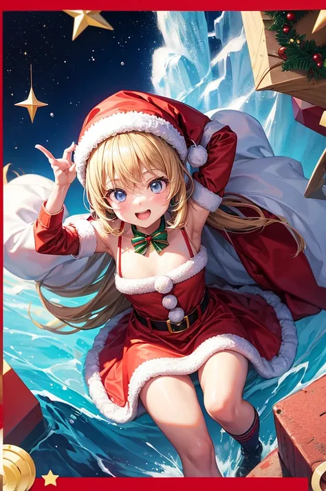 Christmas　icons　girl with　Anime style　cute little　girl santa cosplay