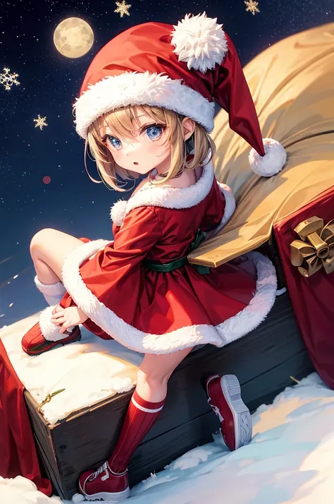 Christmas　icons　girl with　Anime style　cute little　girl santa cosplay