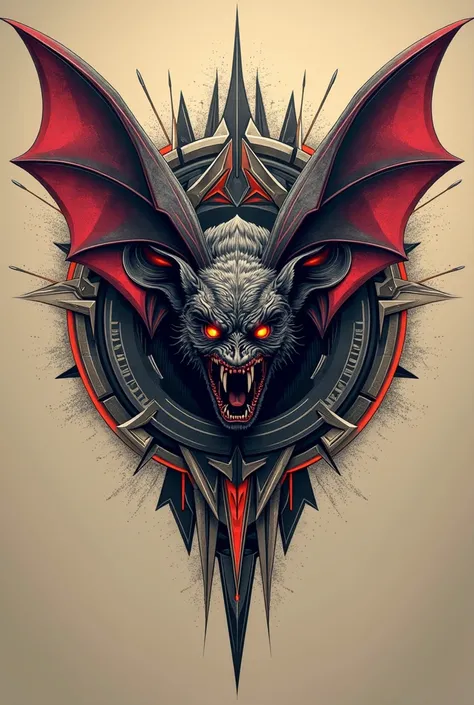 a cyber tribal style tattoo of a scary and realistic bat