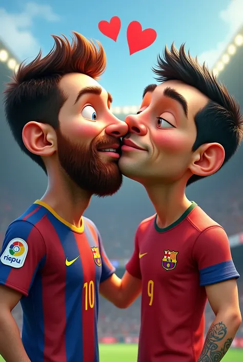 Messi and Ronaldo kiss funny 