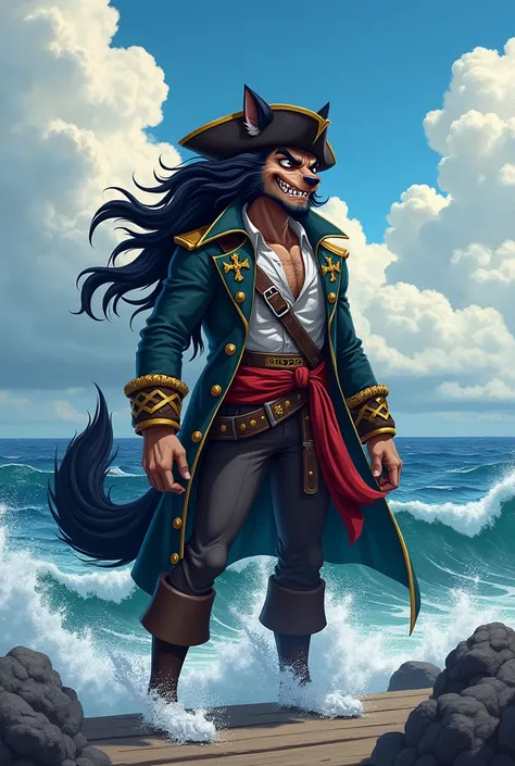 Werewolf 
Pirate 
Black hair 
Animé 
Friendly
Serrated mouth 