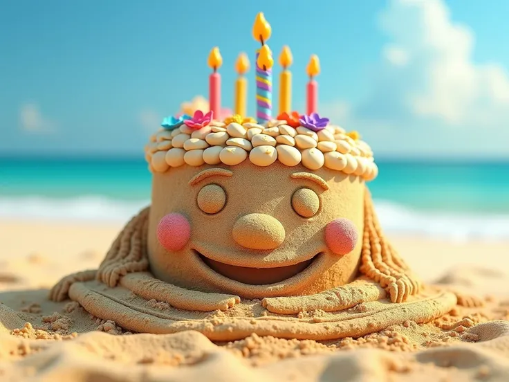 Create a sand birthday cake