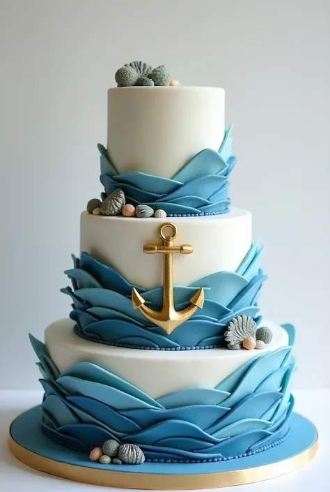 Simple sea and anchore theme congratulations cake for husband 