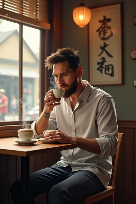 Messi are drinking milk in tea shop
