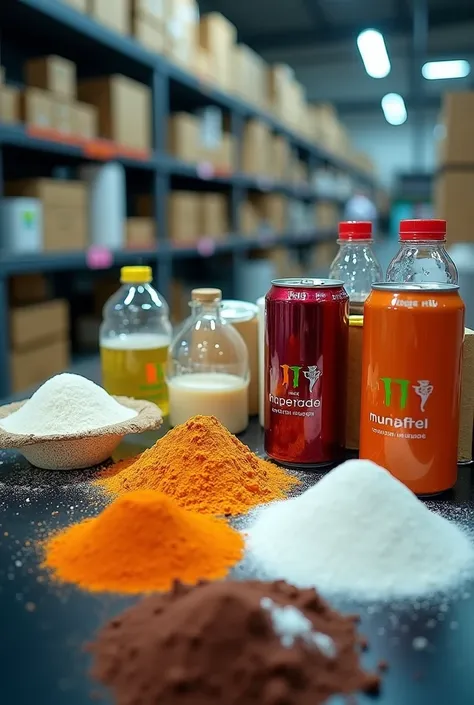  Supplier of raw materials :  Ingredients such as caffeine , taurine, sugar,  and other essential components for the energy drink, cans and bottles .