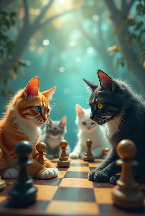 Cat chess pieces
