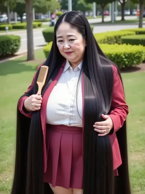 8k,Highest quality, masterpiece, Ultra-high resolution,(masterpiece:1.6, Highest quality), Intricate details, (1 female),Middle-aged woman in her 50s, japanese, full body,  ((dynamic pose:1.3)), top of head, ((Absurdly Long hair:1.5)), ((jet Black Hair)), ...