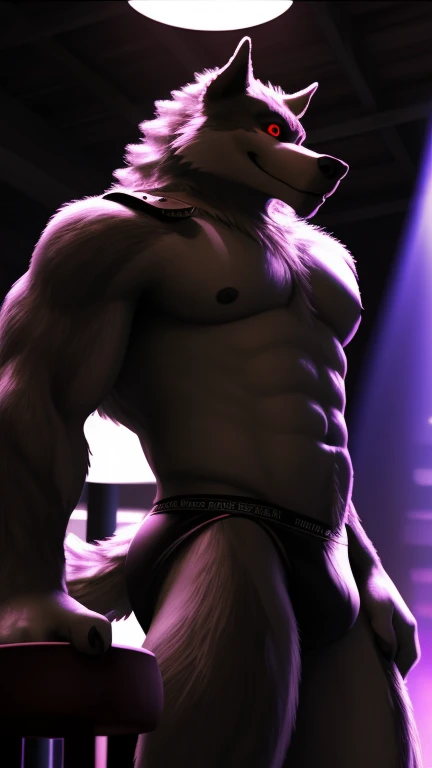 Deathwolf， A shot in the dark ,open plan, best quality ,anime_ screenshot,Ultra HD,8k,1 hairy boy, Alone, full body, detailed eyes,  volumetric lighting , amazing,  forest, detalhes finos, hairy wolf, panties,Leather saddle,  white skin ,  Red Eyes, black ...