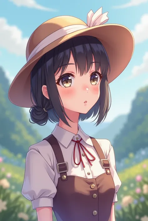 anime girl with british hat blue