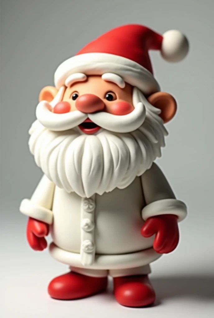 Santa Claus made of plasticine with Christmas hat wearing a white guayabera shirt