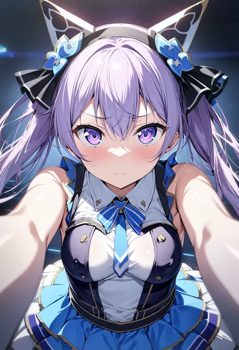 ( suzukaze aoba, ),      (closeup),  ( perfect anatomy ), (covered nipples),   cool, dramatic pose, blue idol costume, (pov, ), (looking at viewer), incoming hug, kindly, gently, (professional lighting, absolutely resolution, texture, incredibly absurdres,...