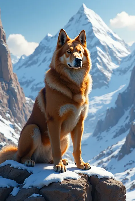 A dog in the mountains