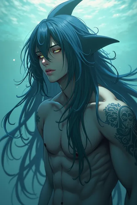 Lovely Shark boy long Hair anime