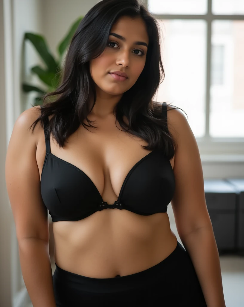 big breasts, fluffy breasts, full angle image, upper body closeup, adult female, wearing black bralett top, thin strap, breasts covered, Indian Goddess, elegant, seductive, seducing Indian, chubby body, lean stomach
beautiful adult, hot, fuller body, massi...