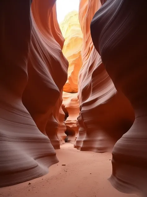 antelope canyon, arizona, in the style of steinheil quinon 55mm f/1.9, restrained serenity, 32k uhd, passage, light bronze