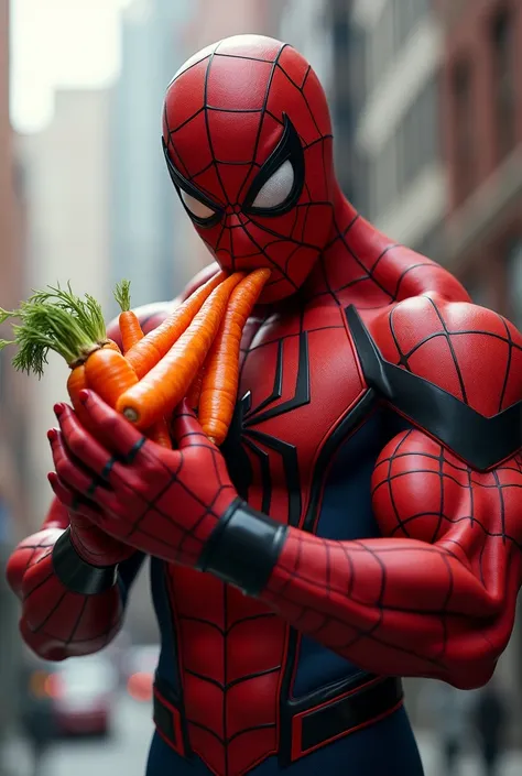 Spider-Man as strong as the Hulk eating carrots