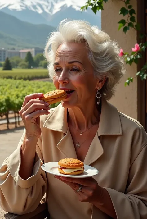 Mirtha Legrand eating Alfajor in Mendoza 