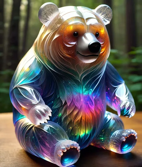 (cute, chubby, male, bear), DonMSp3ctr4lXL, translucent bear, adorable, magical, fantasy, hires textures, highly detailed, intricate details, best quality, masterpiece