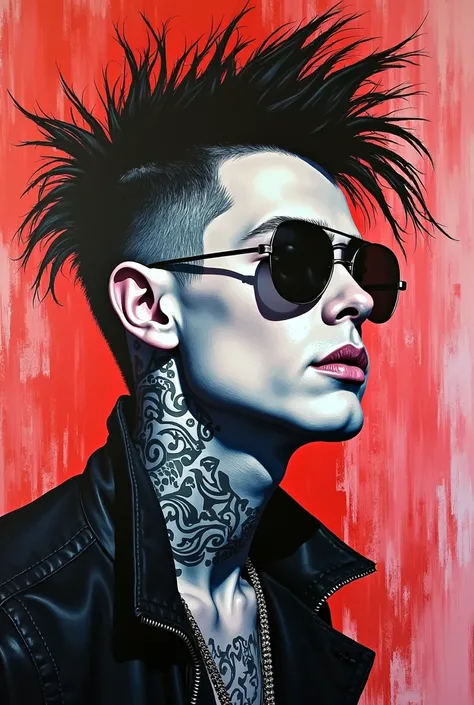 painting of a punk punk punk punk punk punk punk punk punk punk punk punk punk punk punk punk punk punk punk punk punk punk punk punk punk punk punk punk punk, an acrylic painting inspired by James Bolivar Manson, featured on reddit, gothic art, punk portr...