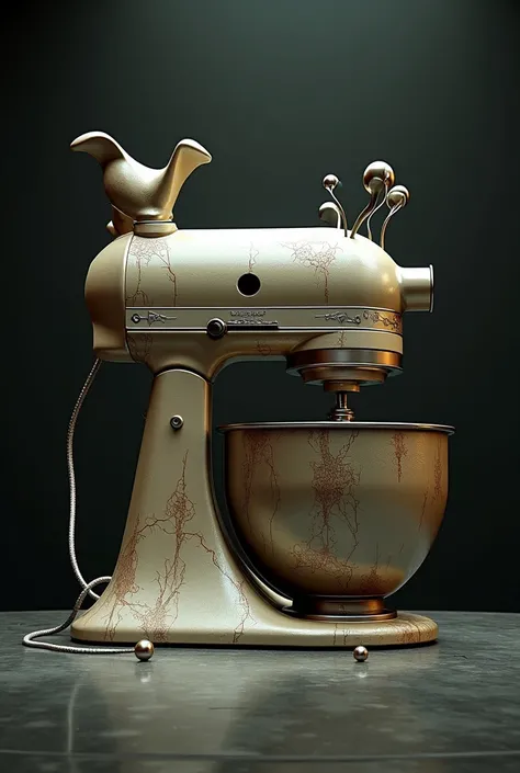 Design a mixer combining art deco and surreal styles